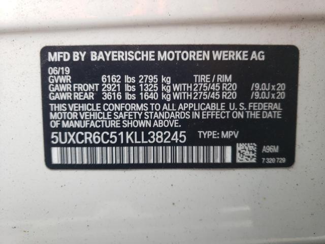2019 BMW X5 XDRIVE40I 5UXCR6C51KLL38245