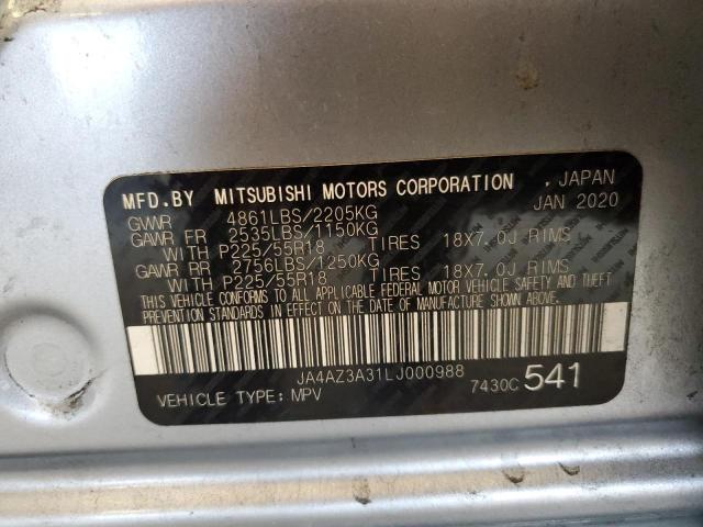 2020 MITSUBISHI OUTLANDER JA4AZ3A31LJ000988