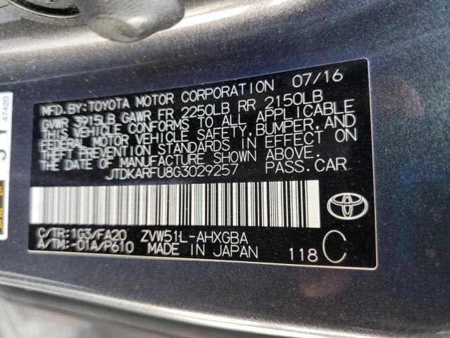 2016 TOYOTA PRIUS - JTDKARFU8G3029257