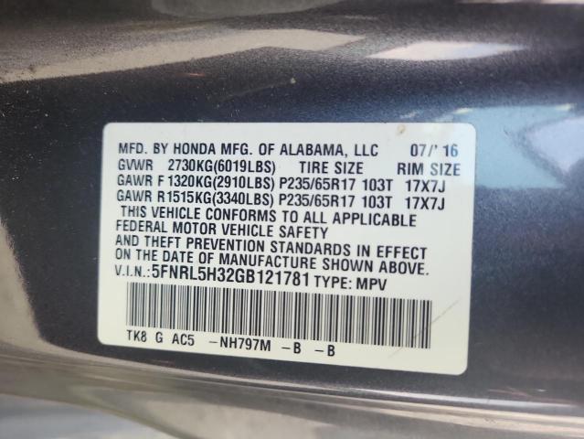 2016 HONDA ODYSSEY SE 5FNRL5H32GB121781