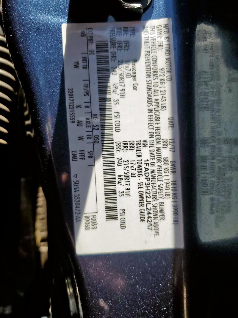 2018 FORD FOCUS SEL 1FADP3H22JL244257