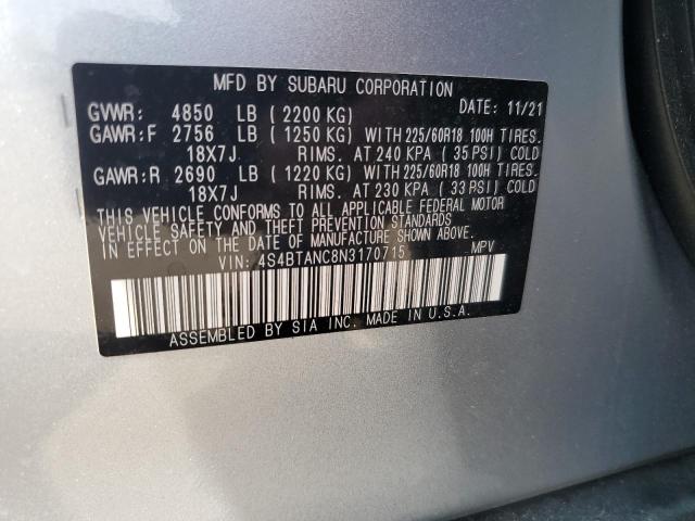 2022 SUBARU OUTBACK LI 4S4BTANC8N3170715