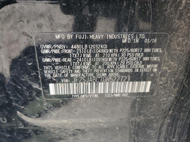 2016 SUBARU FORESTER 2 JF2SJABC7GH522723