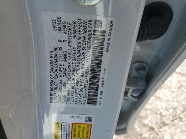 2022 HONDA CIVIC SPOR 2HGFE2F53NH599622