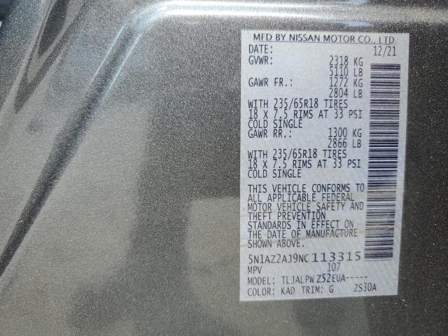 2022 NISSAN MURANO S 5N1AZ2AJ9NC113315