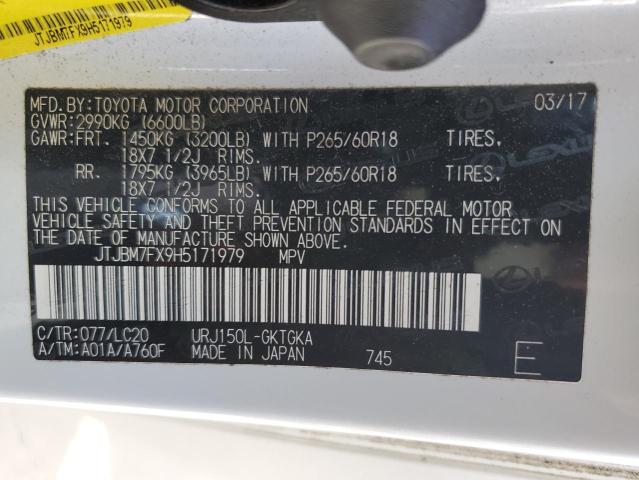 2017 LEXUS GX 460 JTJBM7FX9H5171979