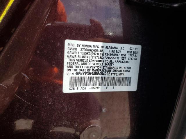 2011 HONDA PILOT TOUR - 5FNYF3H98BB054222