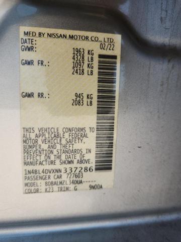 2022 NISSAN ALTIMA SV 1N4BL4DVXNN337286