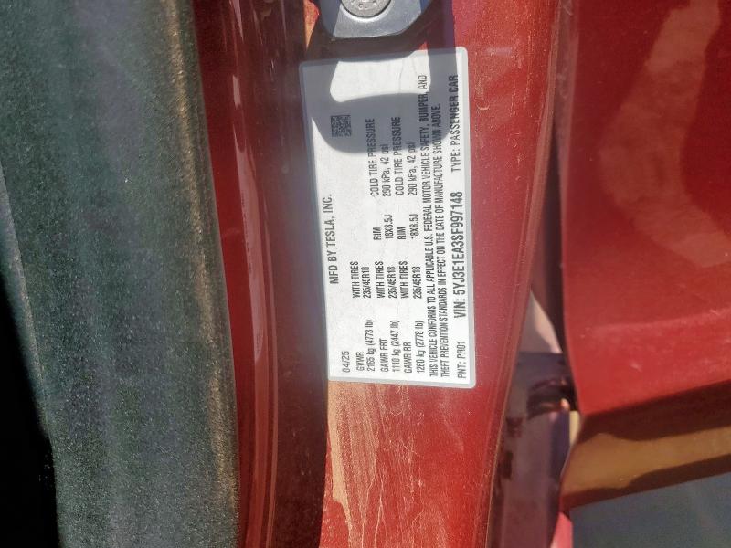 2025 TESLA MODEL 3 5YJ3E1EA3SF997148