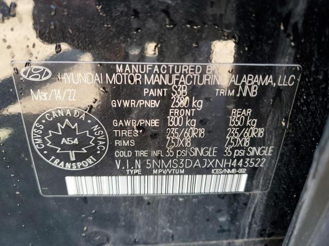 2022 HYUNDAI SANTA FE S - 5NMS3DAJXNH443522