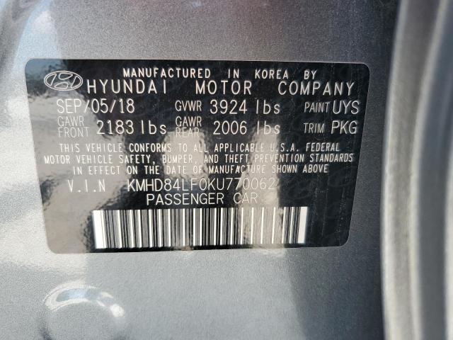 2019 HYUNDAI ELANTRA SE KMHD84LF0KU770062