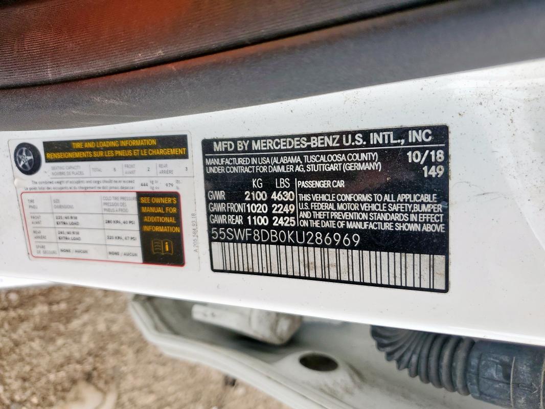 2019 MERCEDES-BENZ C 300 - 55SWF8DB0KU286969