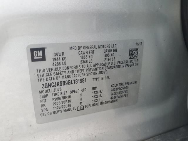 2016 CHEVROLET TRAX LS 3GNCJKSB9GL181981