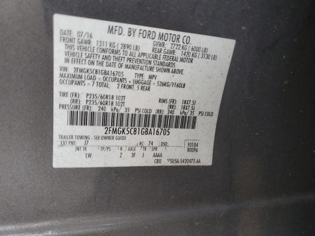 2016 FORD FLEX SEL 2FMGK5C81GBA16705