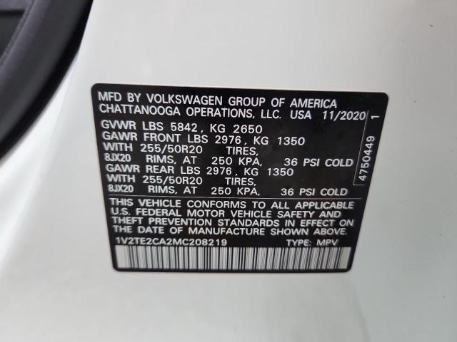 2021 VOLKSWAGEN ATLAS CROS 1V2TE2CA2MC208219