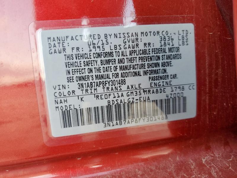2015 NISSAN SENTRA S 3N1AB7AP8FY301488