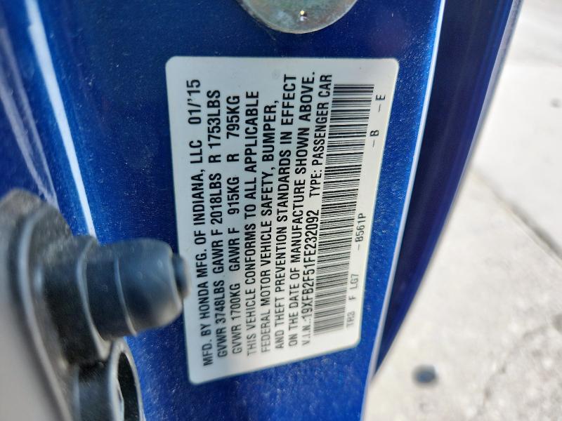 2015 HONDA CIVIC LX 19XFB2F51FE232092