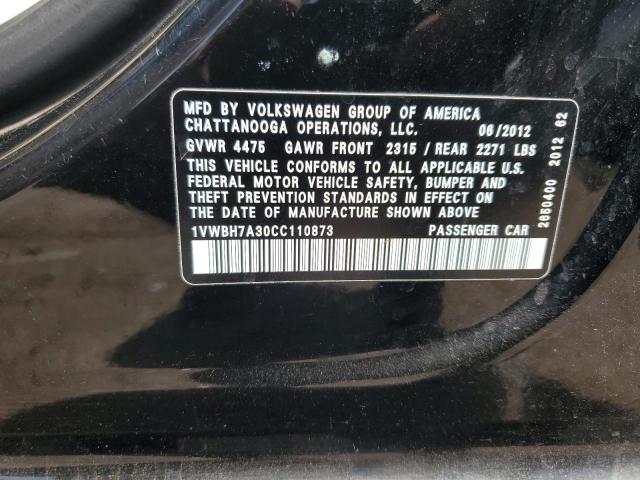 2012 VOLKSWAGEN PASSAT SE - 1VWBH7A30CC110873