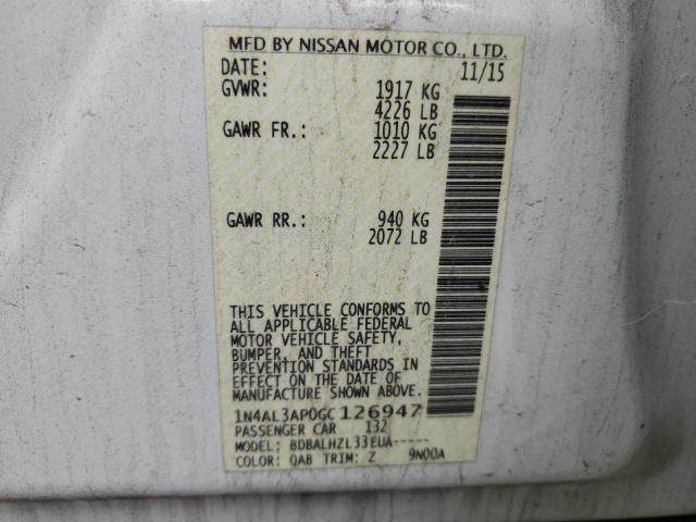 2016 NISSAN ALTIMA 2.5 - 1N4AL3AP0GC126947