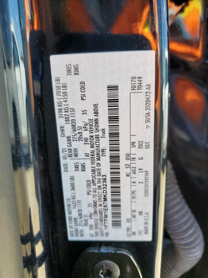 2021 FORD F150 SUPER - 1FTFW1E87MKD32363