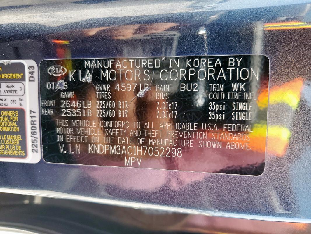 2017 KIA SPORTAGE L - KNDPM3AC1H7052298