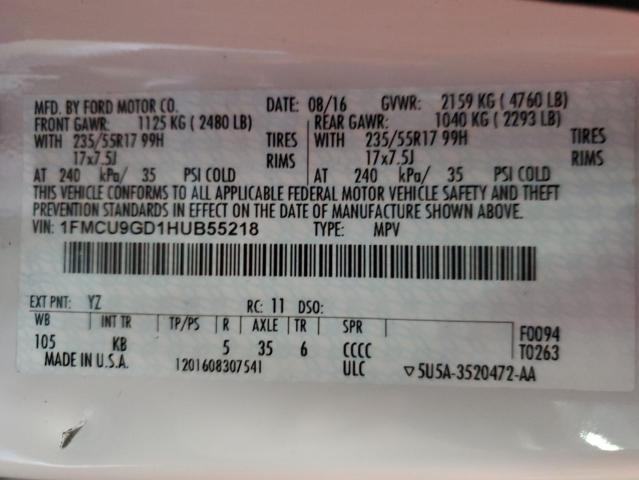 2017 FORD ESCAPE SE - 1FMCU9GD1HUB55218