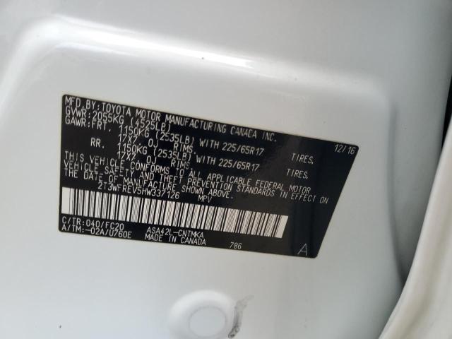 2017 TOYOTA RAV4 XLE 2T3WFREV5HW337126