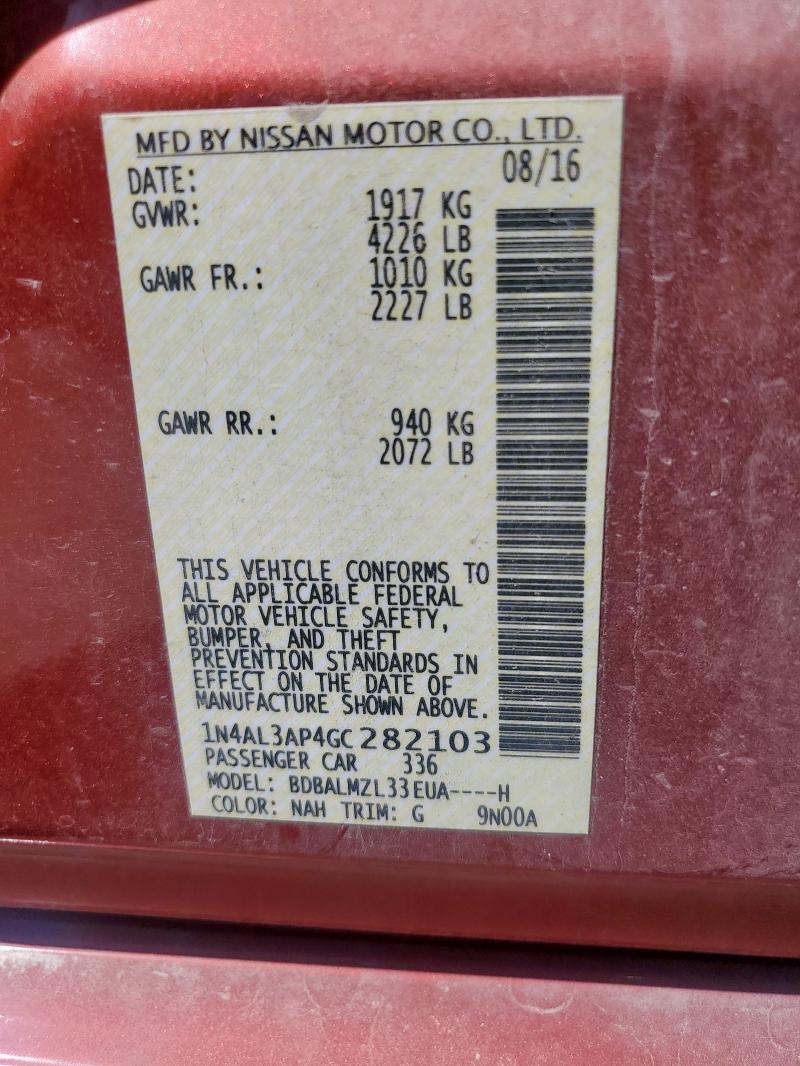 2016 NISSAN ALTIMA 2.5 1N4AL3AP4GC282103