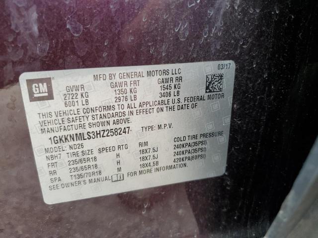 2017 GMC ACADIA SLT 1GKKNMLS3HZ258247
