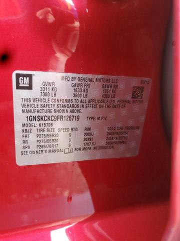 2015 CHEVROLET TAHOE K150 1GNSKCKC9FR126719