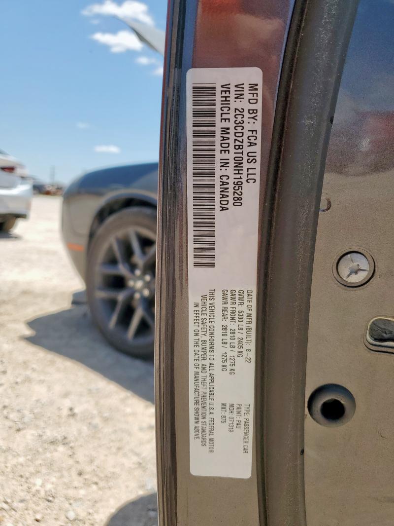 2022 DODGE CHALLENGER 2C3CDZBT0NH195280
