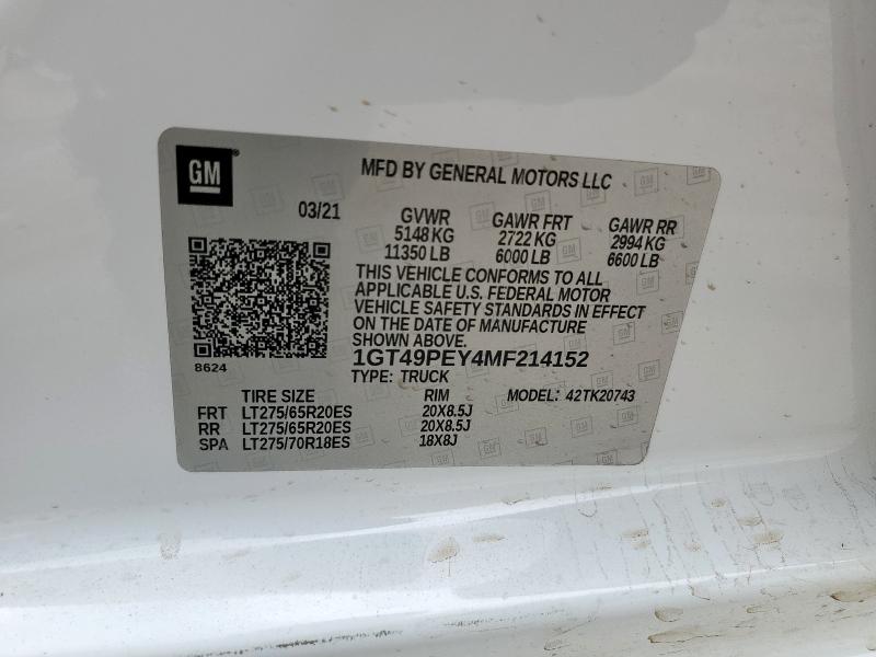 2021 GMC SIERRA K25 1GT49PEY4MF214152