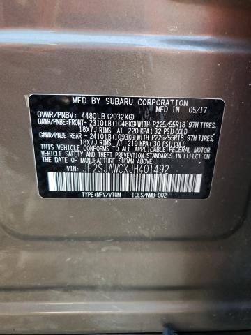 2018 SUBARU FORESTER 2 JF2SJAWCXJH401492