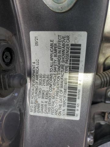 2021 HONDA CIVIC EXL 19XFC1F70ME014070