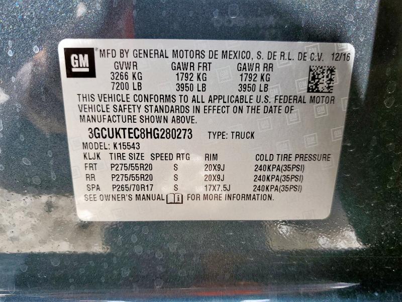 2017 CHEVROLET SILVERADO 3GCUKTEC8HG280273