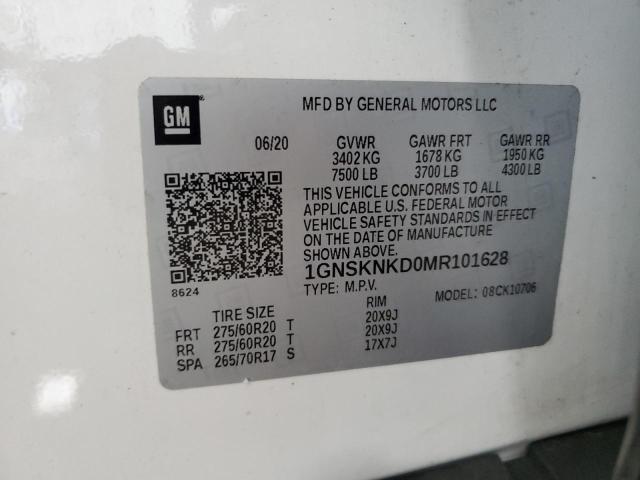 2021 CHEVROLET TAHOE K150 - 1GNSKNKD0MR101628