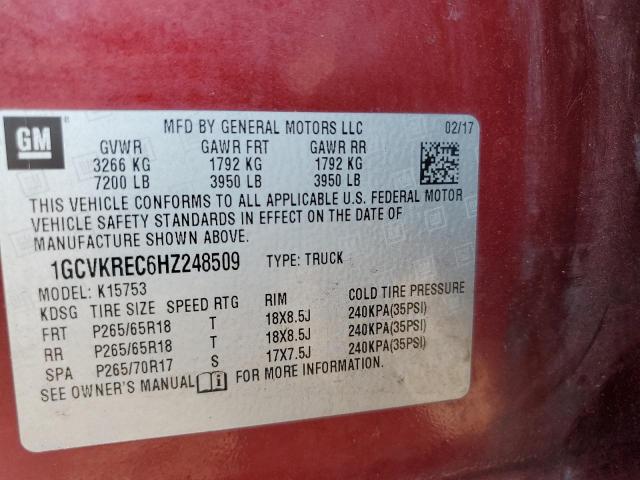 2017 CHEVROLET SILVERADO 1GCVKREC6HZ248509