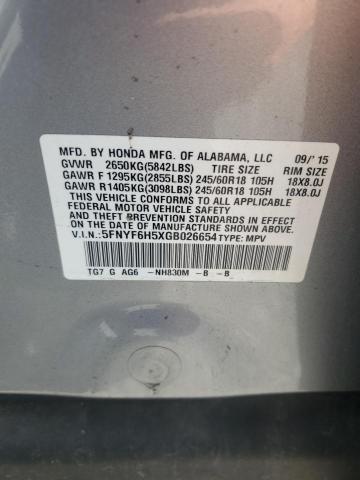 2016 HONDA PILOT EXL 5FNYF6H5XGB026654