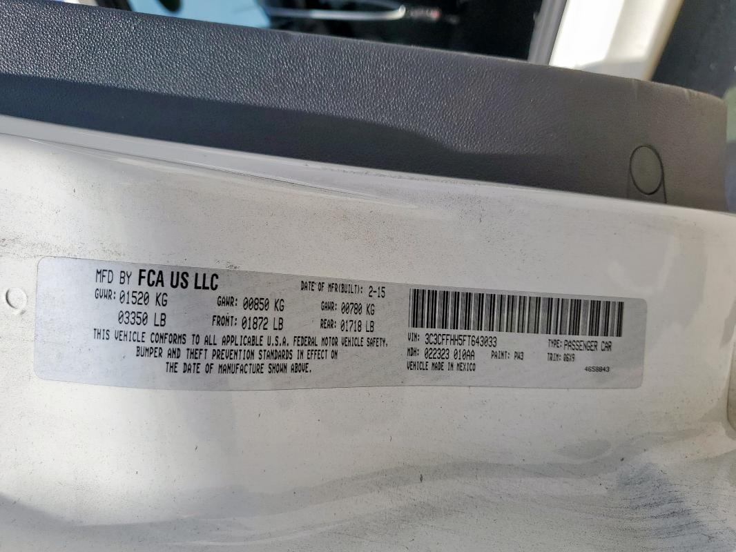 2015 FIAT 500 SPORT 3C3CFFHH5FT643033