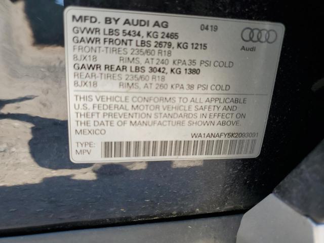 2019 AUDI Q5 PREMIUM WA1ANAFY5K2093091