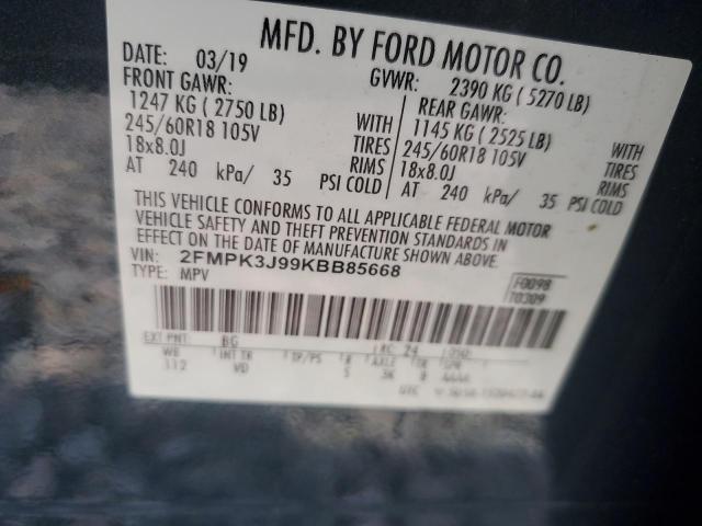 2019 FORD EDGE SEL 2FMPK3J99KBB85668