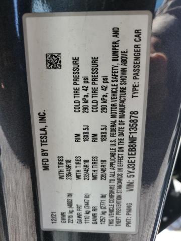 2022 TESLA MODEL 3 - 5YJ3E1EB8NF135878