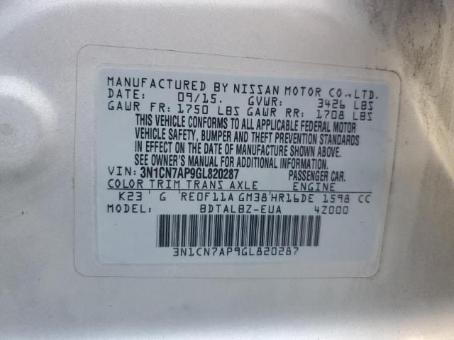2016 NISSAN VERSA S - 3N1CN7AP9GL820287