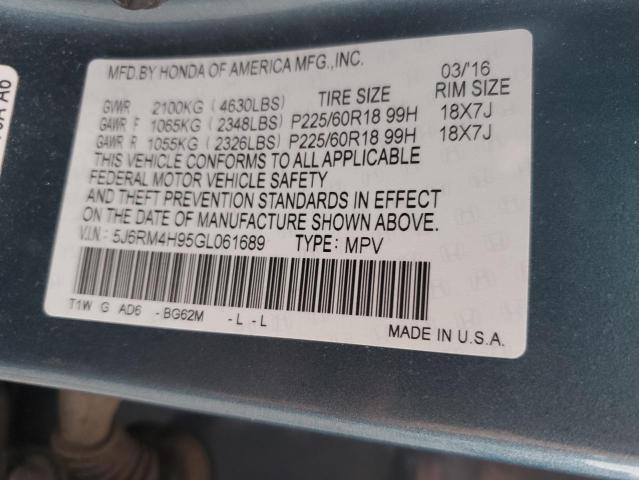 2016 HONDA CR-V TOURI 5J6RM4H95GL061689