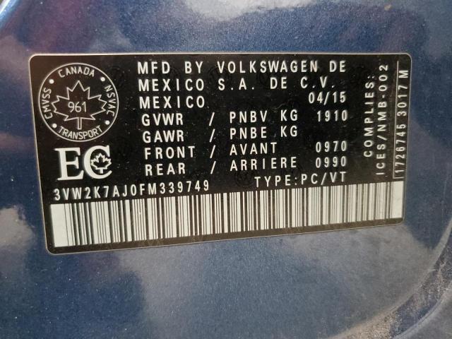 2015 VOLKSWAGEN JETTA BASE 3VW2K7AJ0FM339749