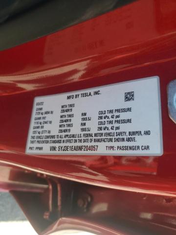 2022 TESLA MODEL 3 5YJ3E1EA8NF204057