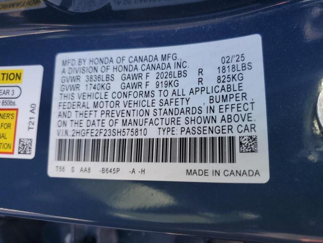 2025 HONDA CIVIC LX 2HGFE2F23SH575810