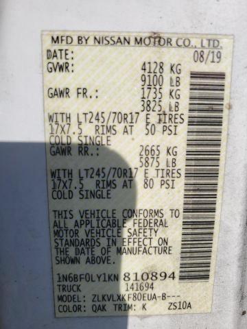 2019 NISSAN NV 2500 S - 1N6BF0LY1KN810894