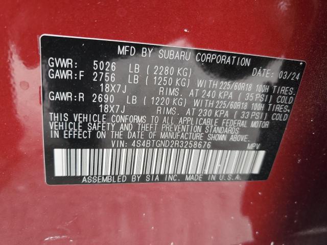 2024 SUBARU OUTBACK LI 4S4BTGND2R3258676