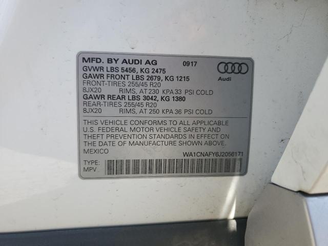 2018 AUDI Q5 PRESTIG WA1CNAFY6J2056171